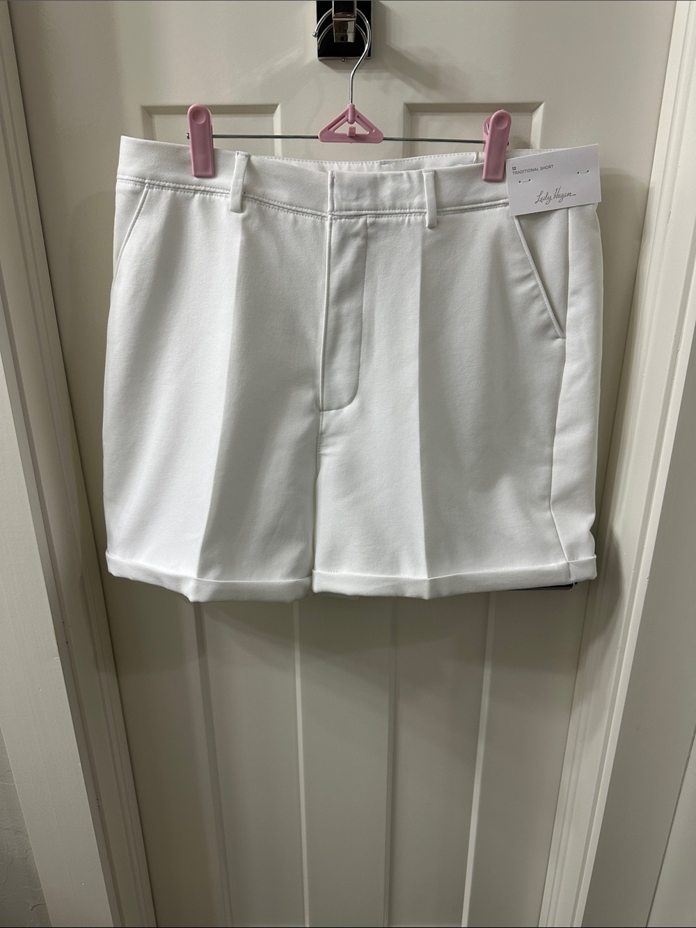 NWT Lady Hagen White Flat-Front Golf Shorts 12
